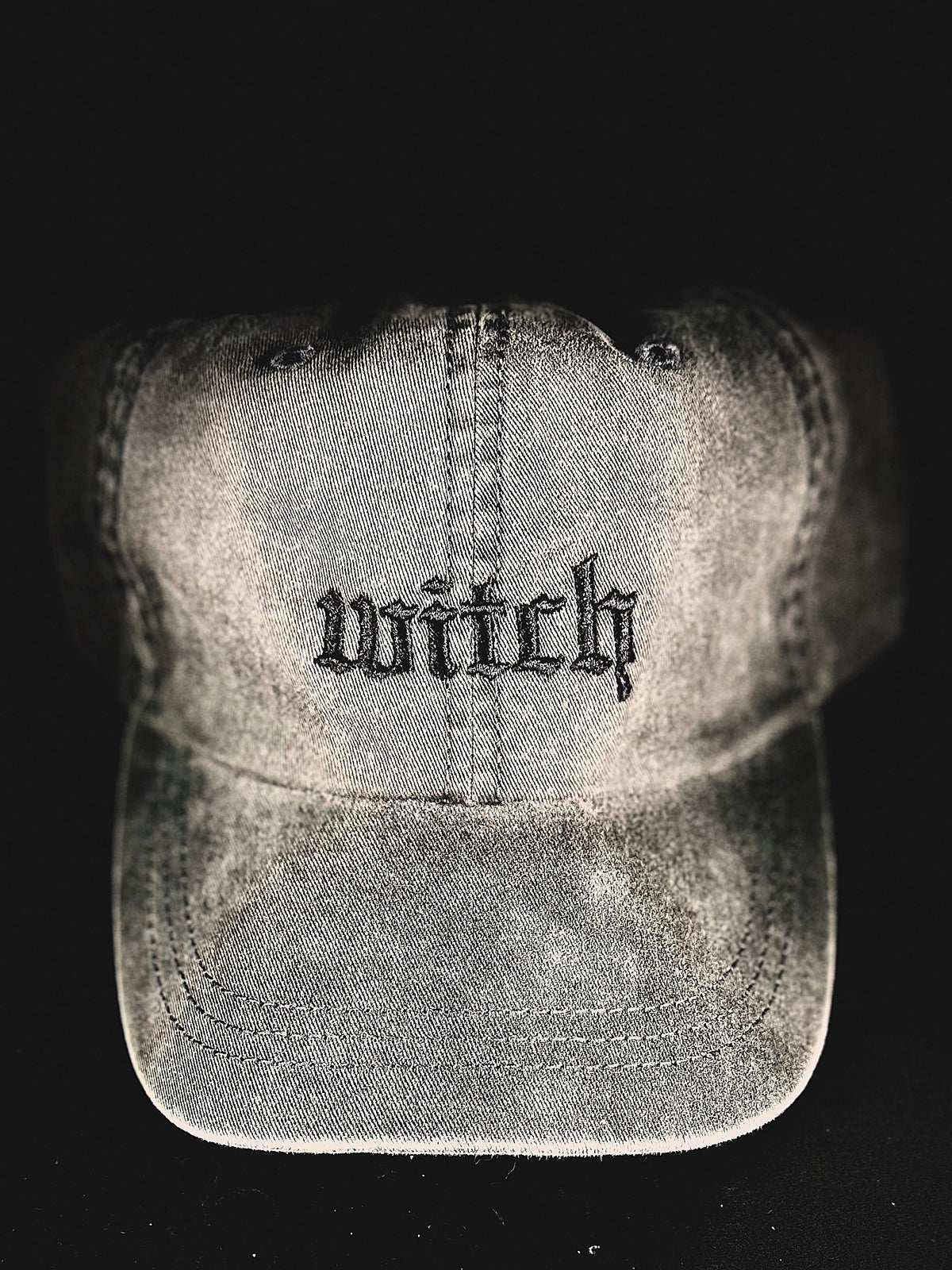 “Witch” Distressed Denim Hat