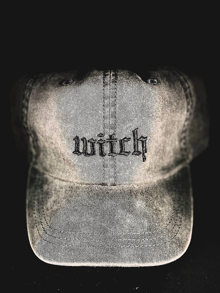 “Witch” Distressed Denim Hat