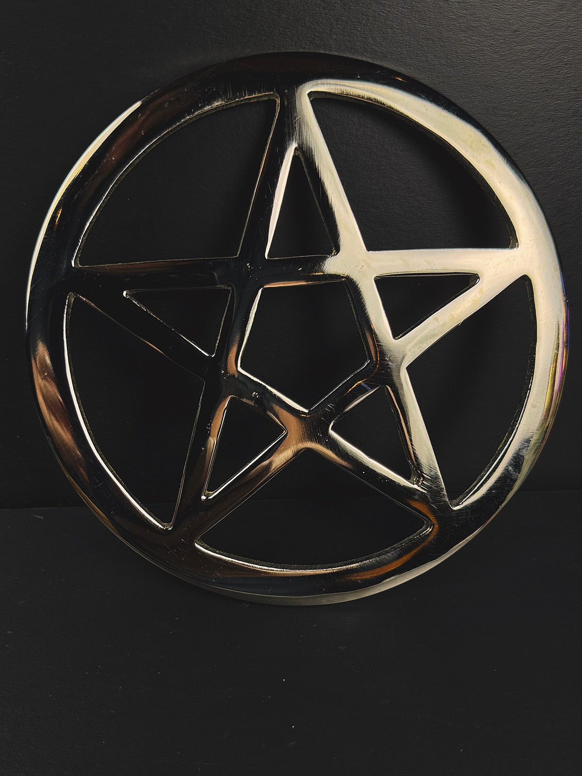 Silver-Plated Brass Pentacle Altar Plaque – 5.75"