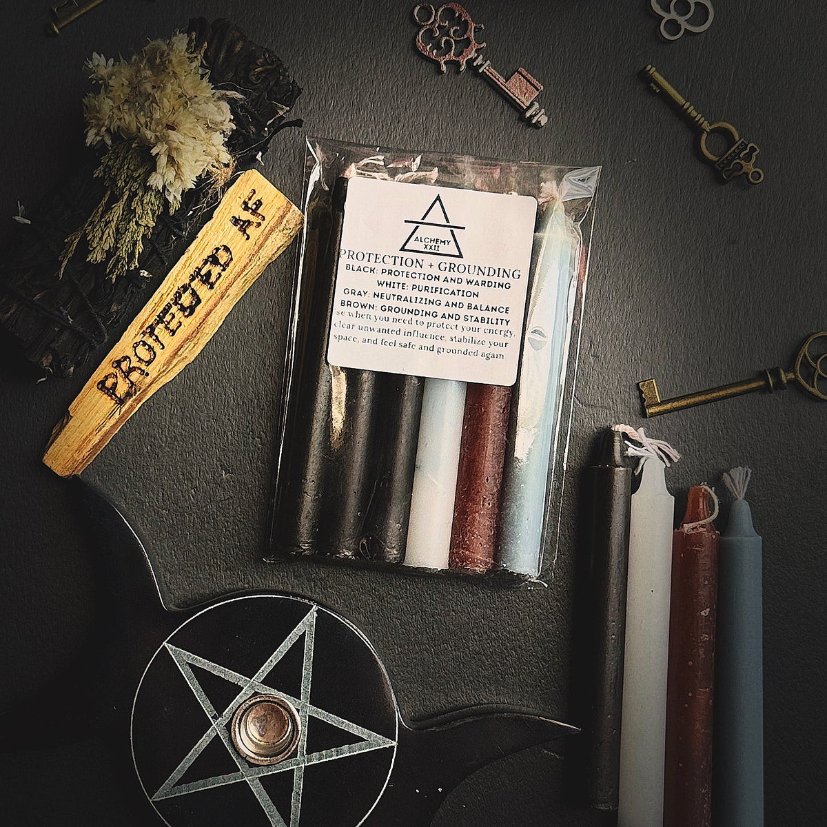 Protection + Grounding Ritual Pack (6 Candles)
