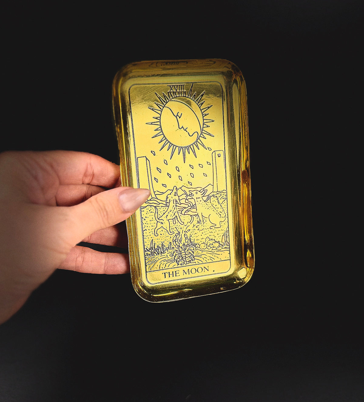 Brass Tarot Card Tray – The Moon